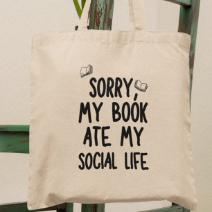 Min bok åt mitt sociala liv Rolig bokorm Bibliotek Tygkasse