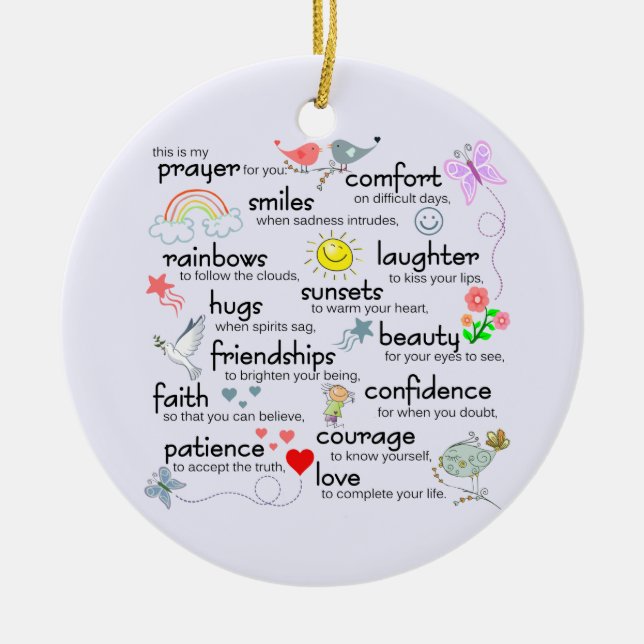Min bön för dig julgransprydnad keramik (Framsidan)