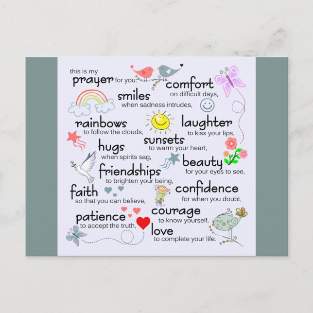 Min bön till dig | Blå Vykort (Framsida)