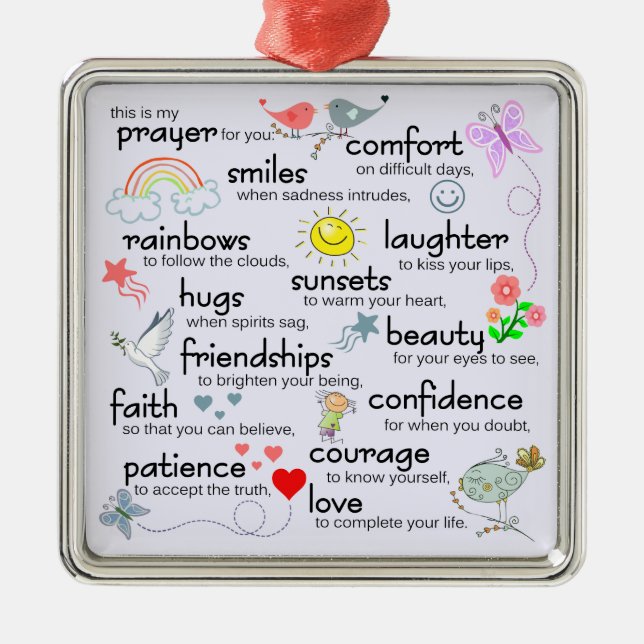 Min bön till dig julgransprydnad metall (Framsidan)