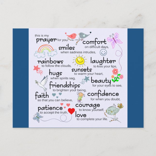 Min bön till dig | Klassiskt blått Vykort (Framsida)