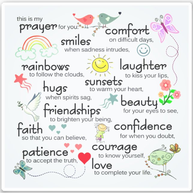 Min bön till er välsignelse klistermärken (Framsida)