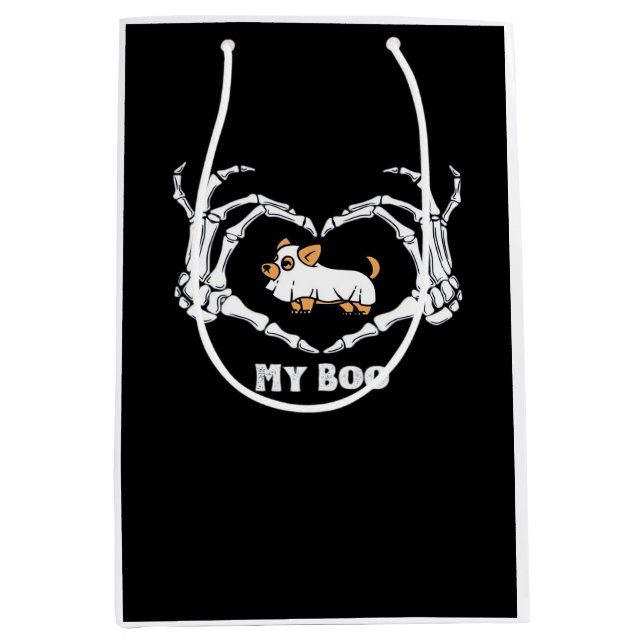 Min Boo Chihuahua-dräkt med Skeleton Heart Händer (Framsidan)