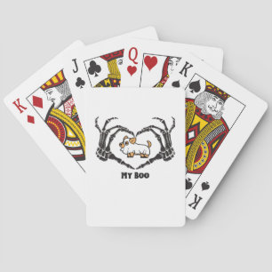 Min Boo Chihuahua-dräkt med Skeleton Heart Händer Casinokort