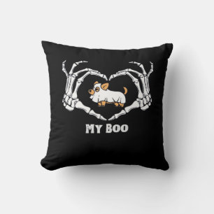 Min Boo Chihuahua-dräkt med Skeleton Heart Händer Kudde
