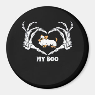 Min Boo Chihuahua-dräkt med Skeleton Heart Händer Magnet