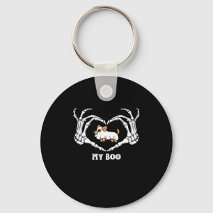 Min Boo Chihuahua-dräkt med Skeleton Heart Händer Nyckelring