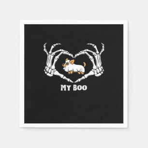 Min Boo Chihuahua-dräkt med Skeleton Heart Händer Pappersservett