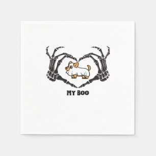 Min Boo Chihuahua-dräkt med Skeleton Heart Händer Pappersservett