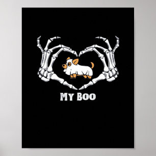 Min Boo Chihuahua-dräkt med Skeleton Heart Händer Poster