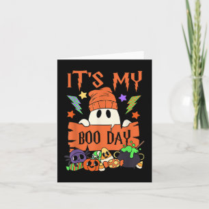 Min Boo Day Booday Kids Cute Ghost Birthday Gho Kort
