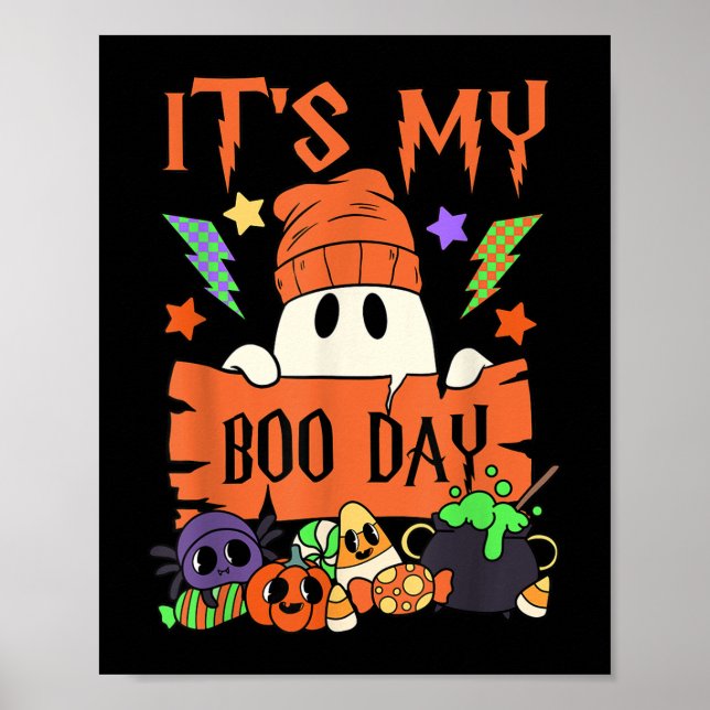 Min Boo Day Booday Kids Cute Ghost Birthday Gho Poster (Framsidan)