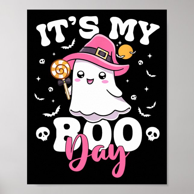 Min Boo Day Cute Halloween Birthday Ghost Boy G Poster (Framsidan)