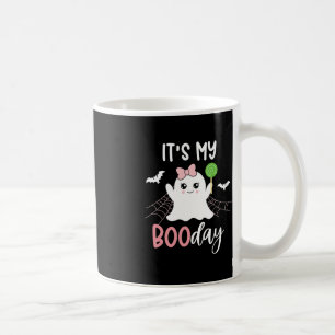 Min Boo Day Cute Halloween Birthday Ghost-Rosa Kaffemugg