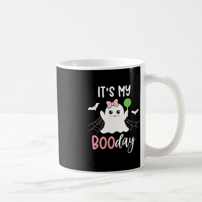 Min Boo Day Cute Halloween Birthday Ghost-Rosa Kaffemugg (Höger)