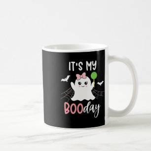 Min Boo Day Cute Halloween Birthday Ghost-Rosa Kaffemugg