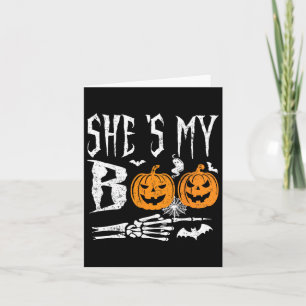Min Boo Skeleton Hand Pumpkin Halloween Matching F Kort