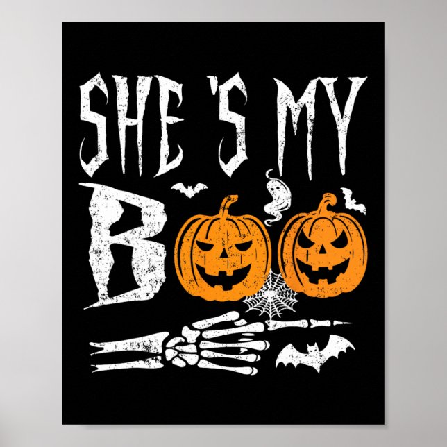 Min Boo Skeleton Hand Pumpkin Halloween Matching F Poster (Framsidan)