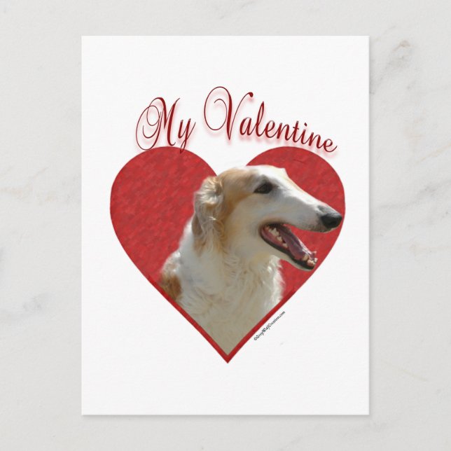 Min Borzoi Valentine Helg Vykort (Framsida)