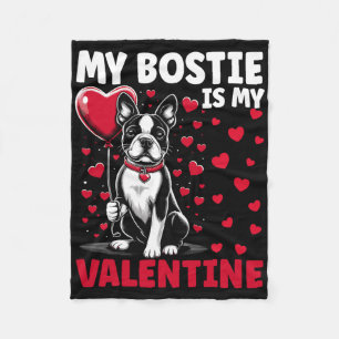 Min Bostie är min valentin Boston Terrier Hund Val Fleecefilt