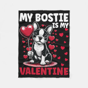 Min Bostie är min valentin Boston Terrier Hund Val Fleecefilt