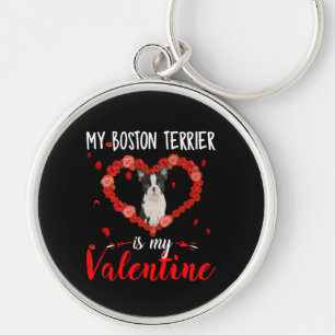 Min Boston Terrier är min hjärtans vackra gåva Rund Silverfärgad Nyckelring