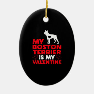 Min Boston Terrier är min Valentine Boston Terrier Julgransprydnad Keramik