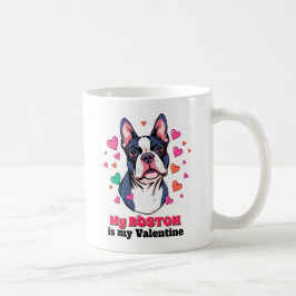 Min Boston Terrier är min valentinehund - söt och  Kaffemugg