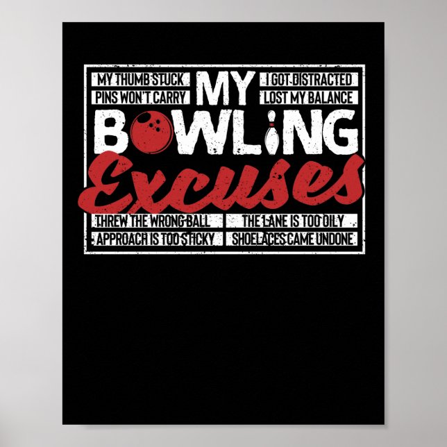 Min Bowling Excusnyj Bowlareare Boll Stift Poster (Framsidan)