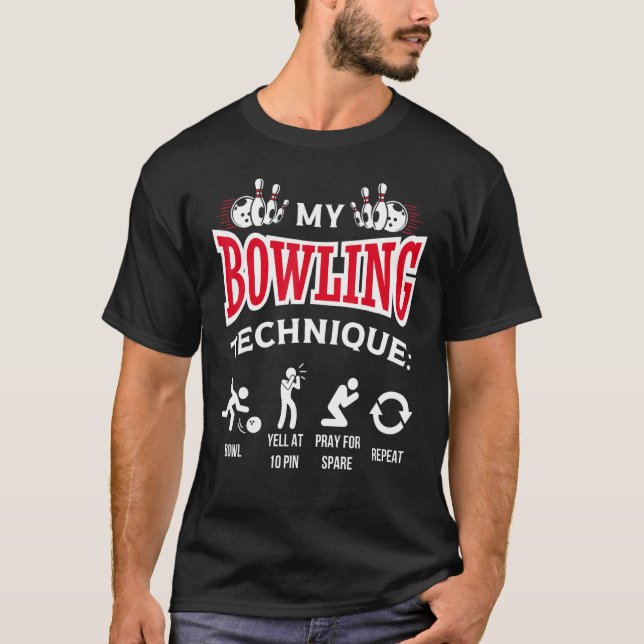 Min Bowling Technique Bowl-gula vid 10 stift Bowla T Shirt (Framsida)