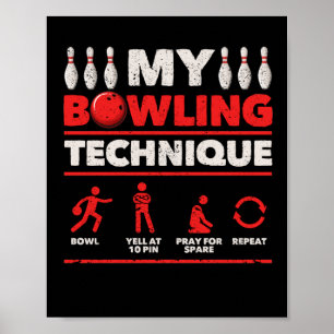 Min Bowling Technique Bowl-gula vid 10 stift Poster
