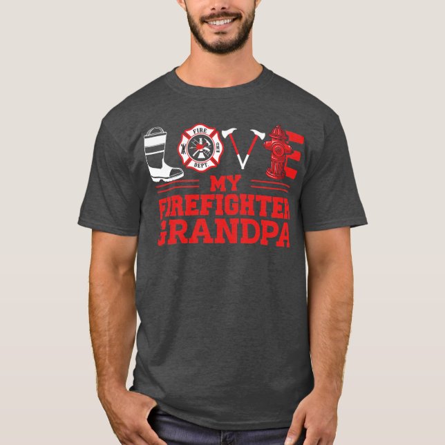 Min brandman Grandpa för Fireman i Fars dag T Shirt (Framsida)