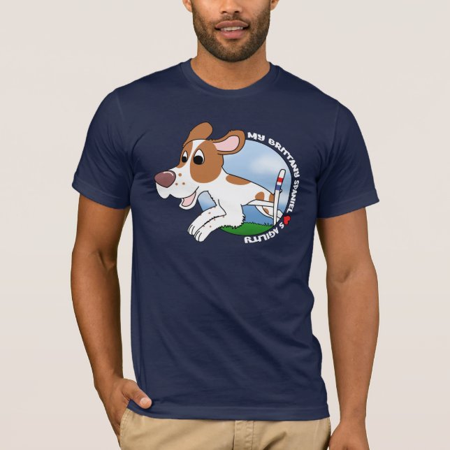 Min Brittany Spaniel älskar AgilitymörkT-tröja T Shirt (Framsida)