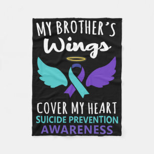 Min broders Vingar täcker hjärtsuicide Awareness R Fleecefilt