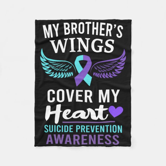 Min broders Vingar täcker hjärtsuicide Awareness R Fleecefilt (Framsidan)