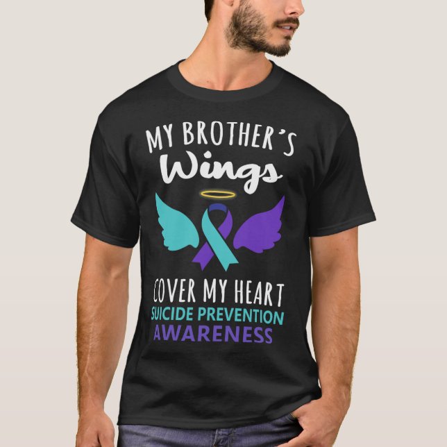 Min broders Vingar täcker hjärtsuicide Awareness R T Shirt (Framsida)