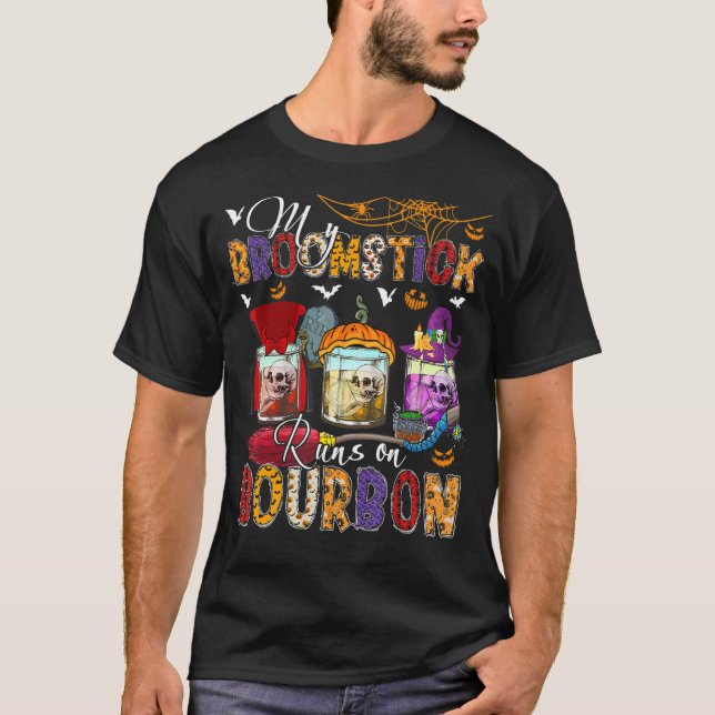 Min broomstick Springa på Bourbon Three Horror Bou T Shirt (Framsida)