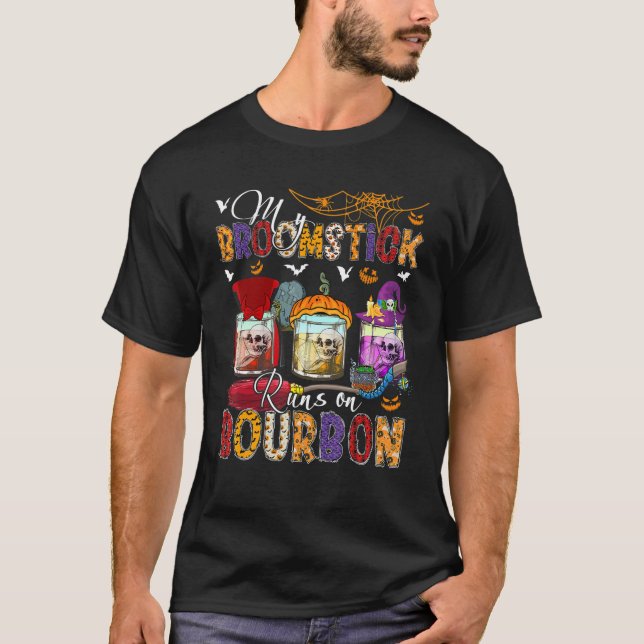 Min broomstick Springa på Bourbon Three Horror Bou T Shirt (Framsida)