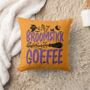 Min Broomstick Springa på kaffemissbrukare Hallowe Kudde