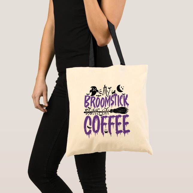 Min Broomstick Springa på kaffemissbrukare Hallowe Tygkasse (Framsida (produkt))