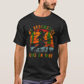 Min Broomstick Springa på Vin Gift Halloween Witch T Shirt