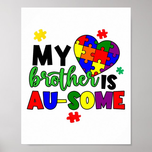 Min bror är en Au-some Autism Awareness Mamma Papp Poster (Framsidan)