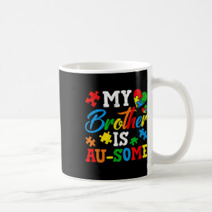 Min bror är en Au-some Autism Awareness Momth Supp Kaffemugg