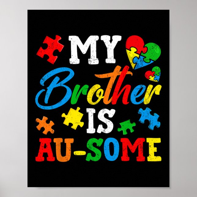 Min bror är en Au-some Autism Awareness Momth Supp Poster (Framsidan)
