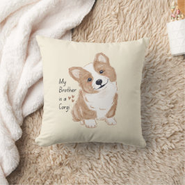 'Min Bror är en Corgi' Lekfull Hund Varm Crème Kudde