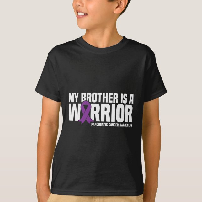 Min bror är en Warrior Pancreatic Cancer Awarenes T Shirt (Framsida)
