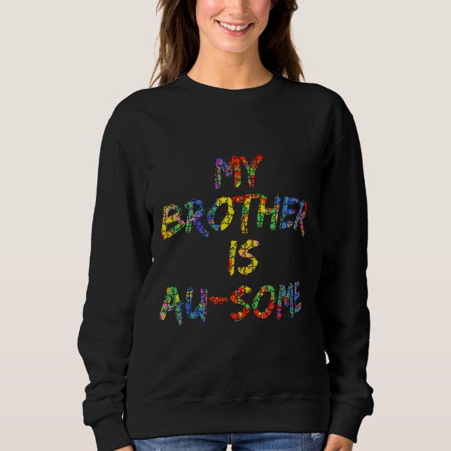 Min bror är lite Autism Awareness Paint Puzzl T Shirt (Framsida)