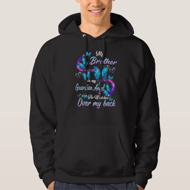 Min bror är min beskyddarängel han tittar över min hoodie (Framsida)