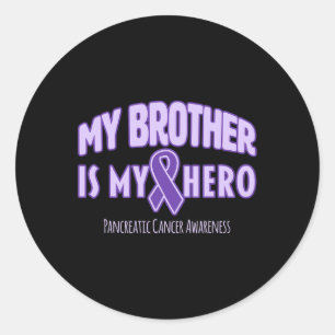 Min bror är min Hero - Pankreascancer Awarenes Runt Klistermärke