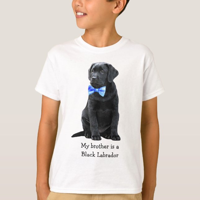 Min bror är Svart lab - Black Labour Puppy Boy T Shirt (Framsida)